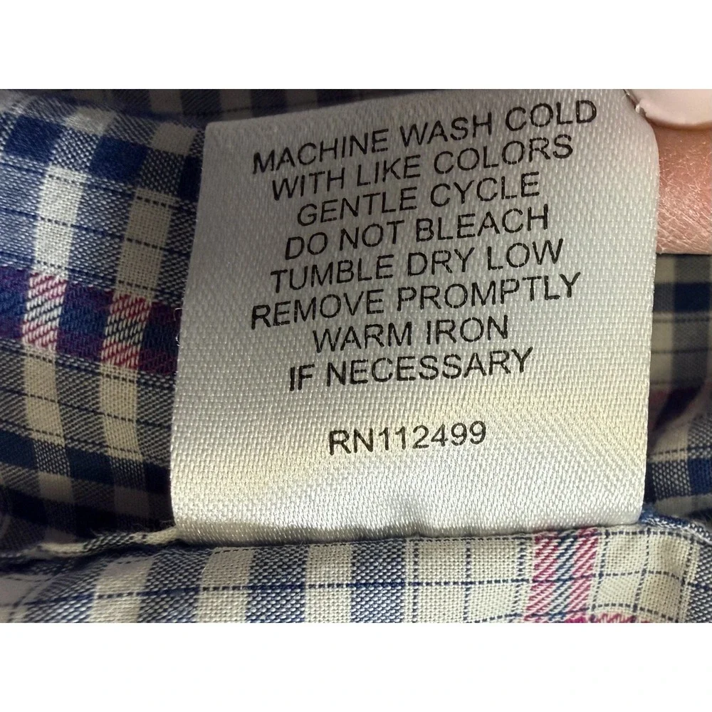 Tailorbyrd Men's L Blue/Pink Button Down Long Sleeve Flip Cuff Plaid Shirt